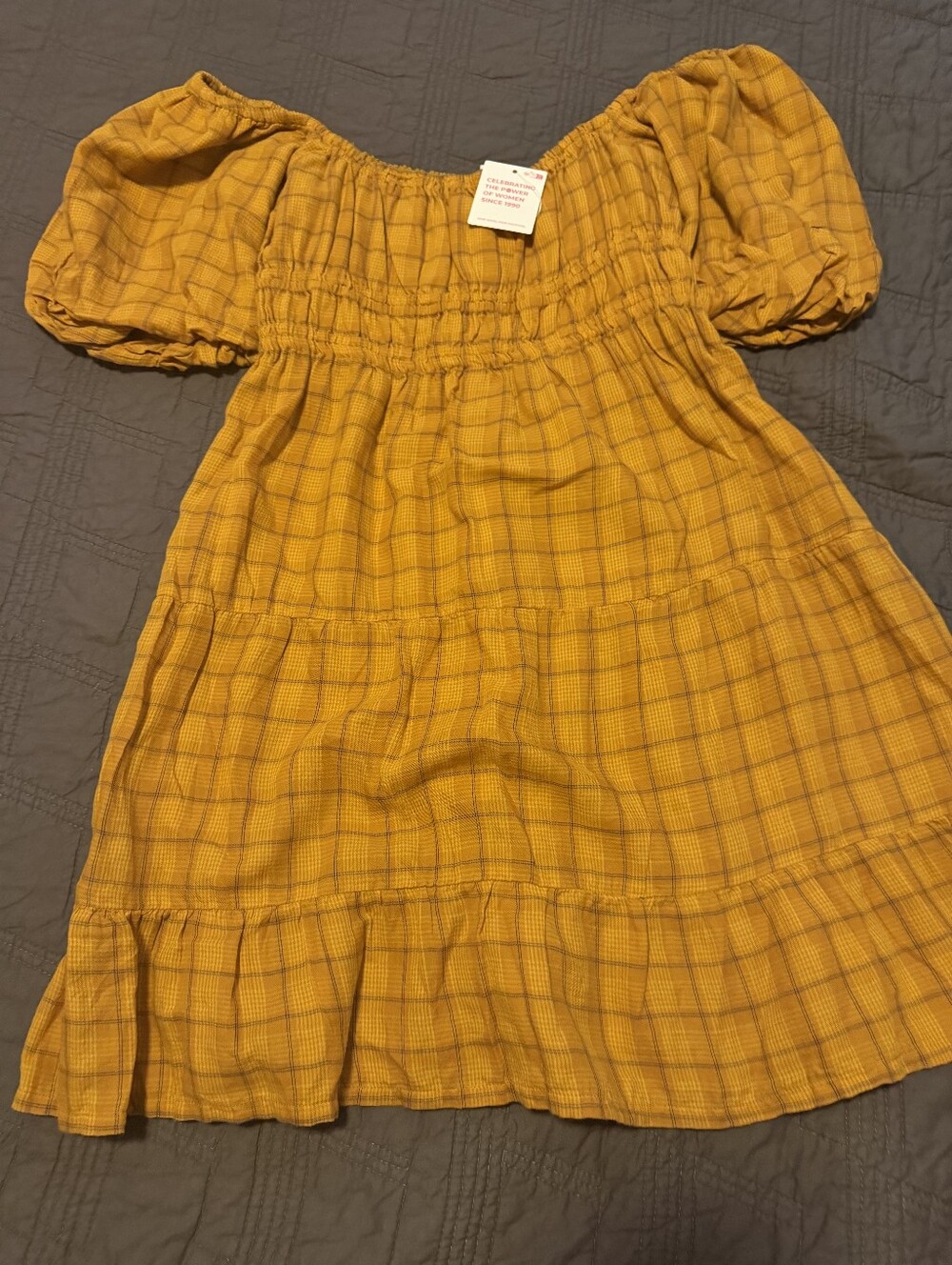 Roxy Mustard Plaid Lightweight Dress